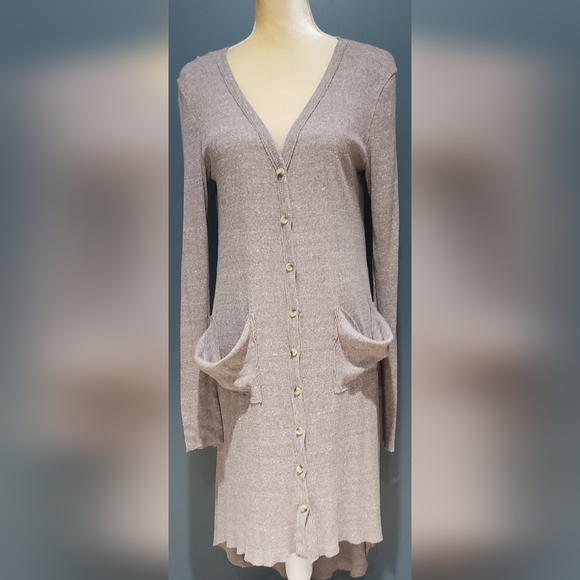 Free People Beach Ribbed Up Maxi Cardigan Sweater Size Large - Picture 2 of 13